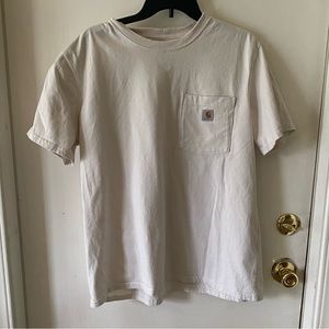 Carhartt Heavyweight Ivory Short Sleeve Tee Front Pocket Logo Loose Fit XL